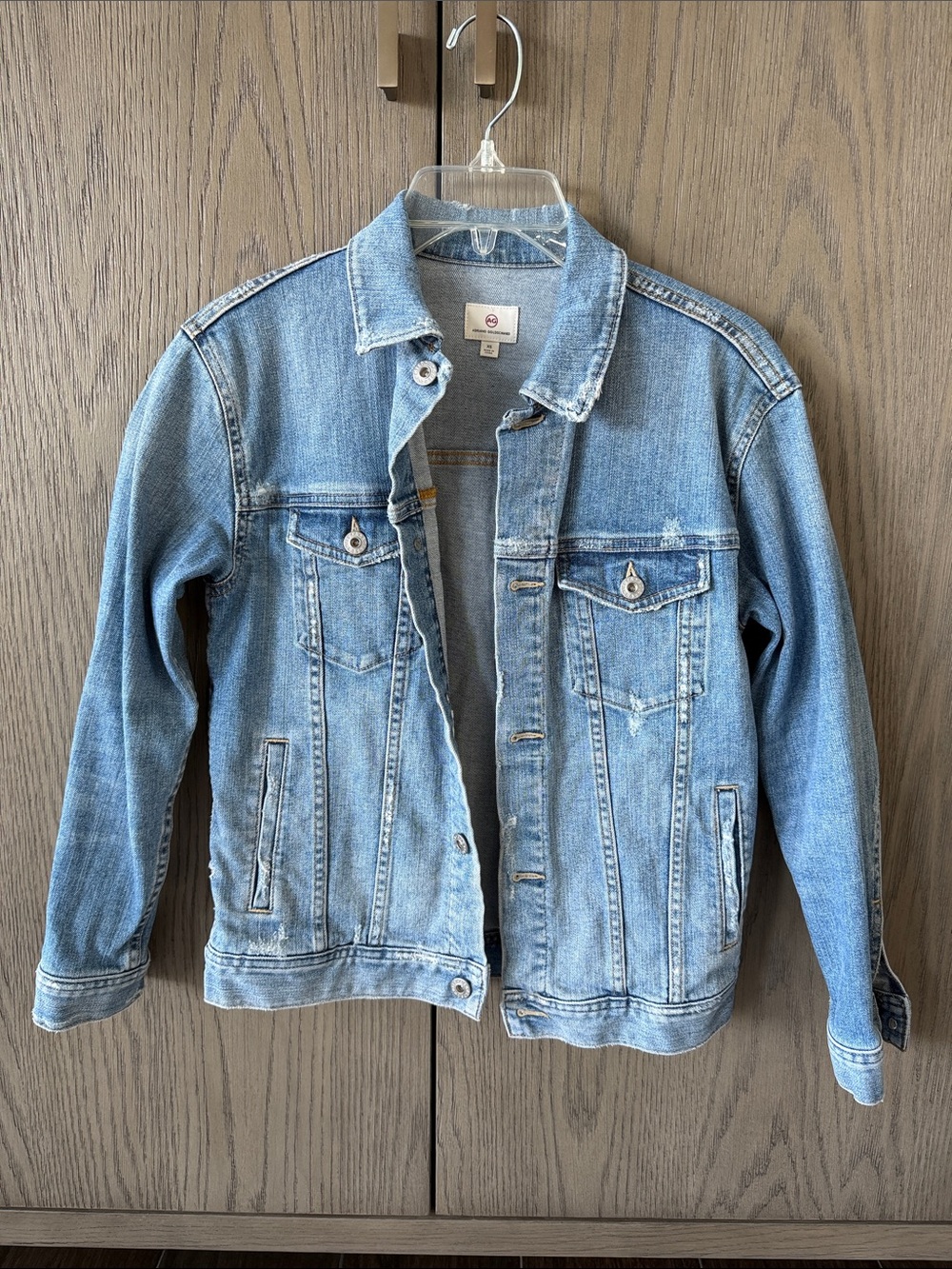 AG Adriano Goldschmied Light Wash Distressed Denim Jacket XS